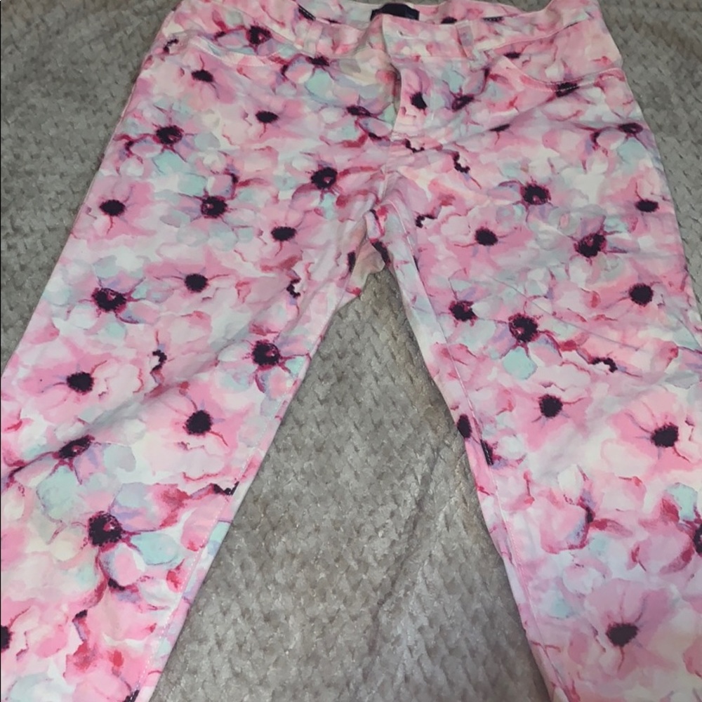 pink flower jeans
